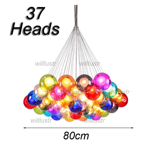 Mouth-blown glass pendant with colourful bubbles for hotel, boutique or nursery - vue 23 sur 24