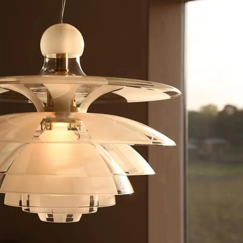 suspension style nordique en forme de pommes de pin abat-jour en verre - vue 4 sur 7