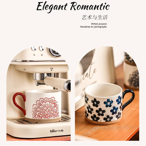 Mug japonais en céramique motif fleurs cerisier rétro