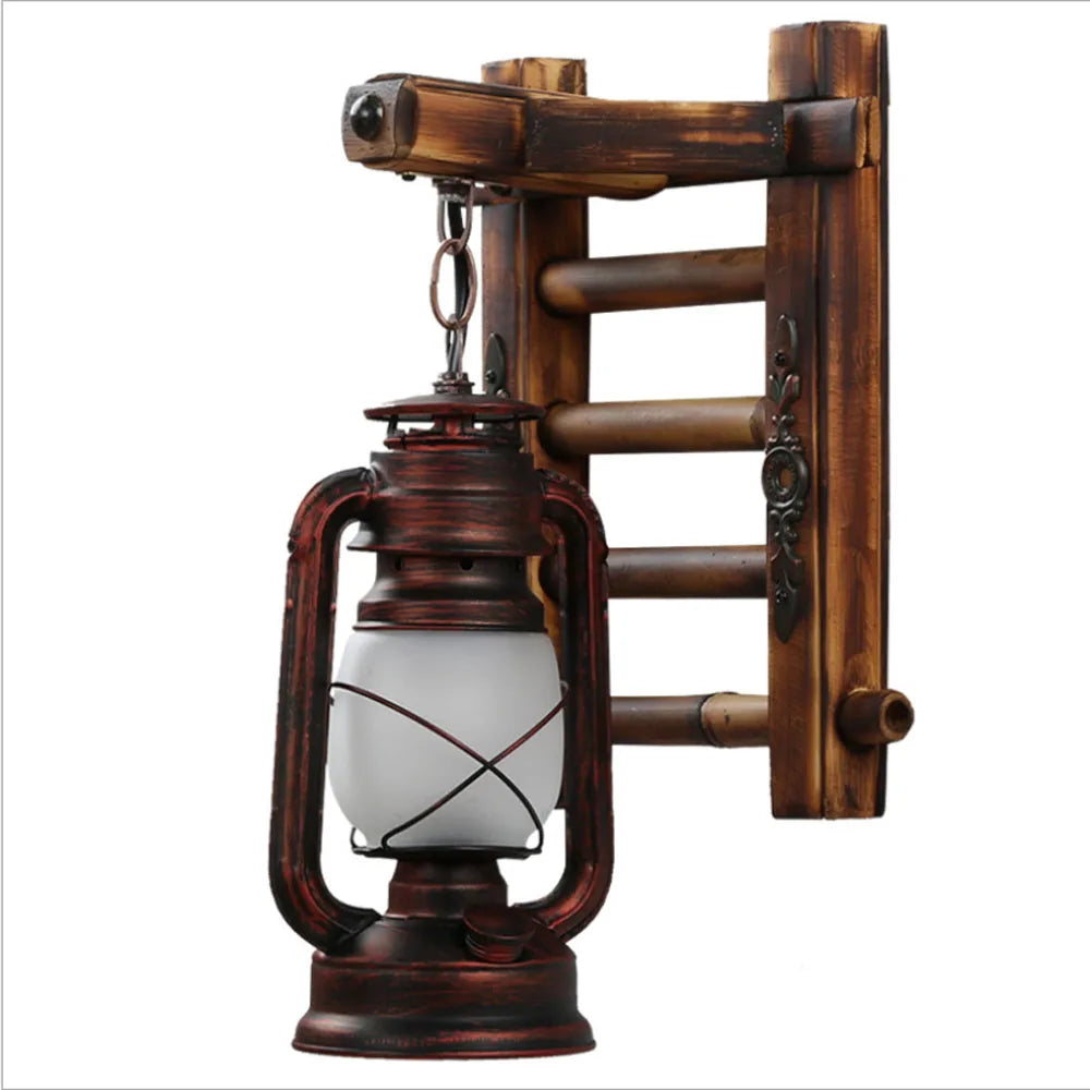 Applique murale industrielle américaine Vintage rétro Loft luminaire mural en bois lampe à kérosène café Bar Restaurant décor