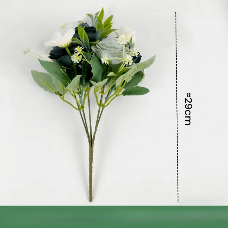bouquet de roses artificielles en soie pour décoration intérieure - vue 8 sur 12