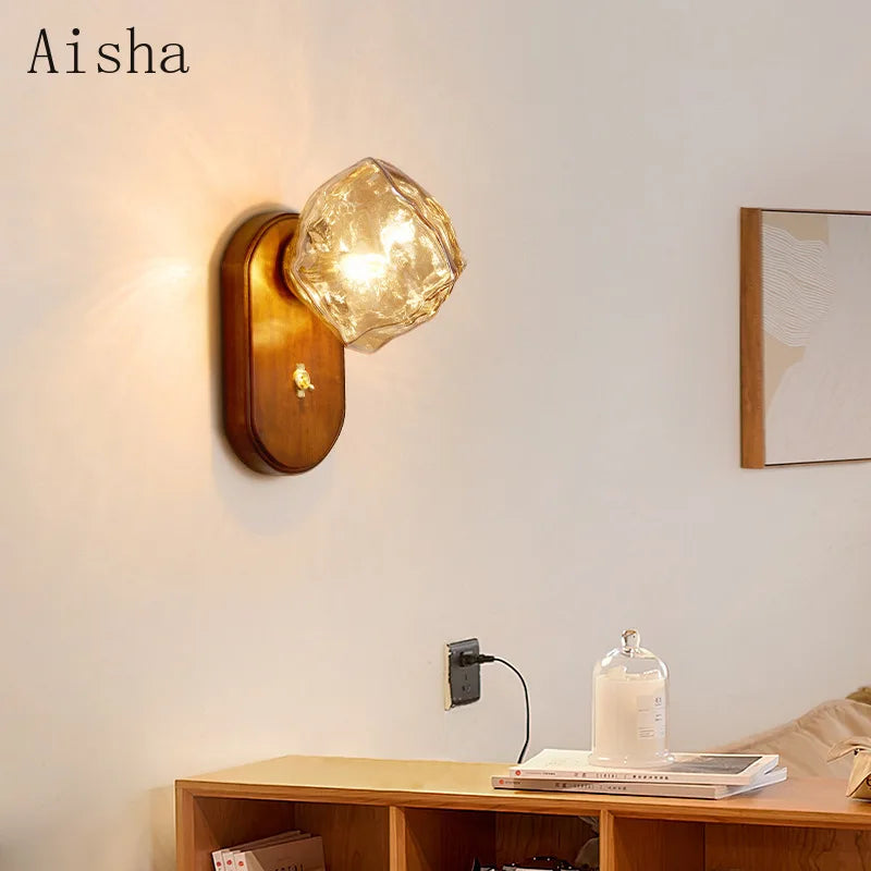 applique murale japonaise en bois minimaliste design glaçons - vue 4 sur 8
