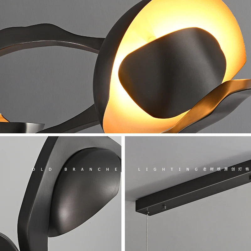 Lustre design nordique Restaurant salle à manger lampe d'ambiance décorative noir en acier inoxydable lustres haut de gamme 2023 - vue 6 sur 8