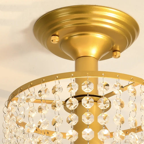 Lustre LED cristal verre doré - vue 4 sur 7