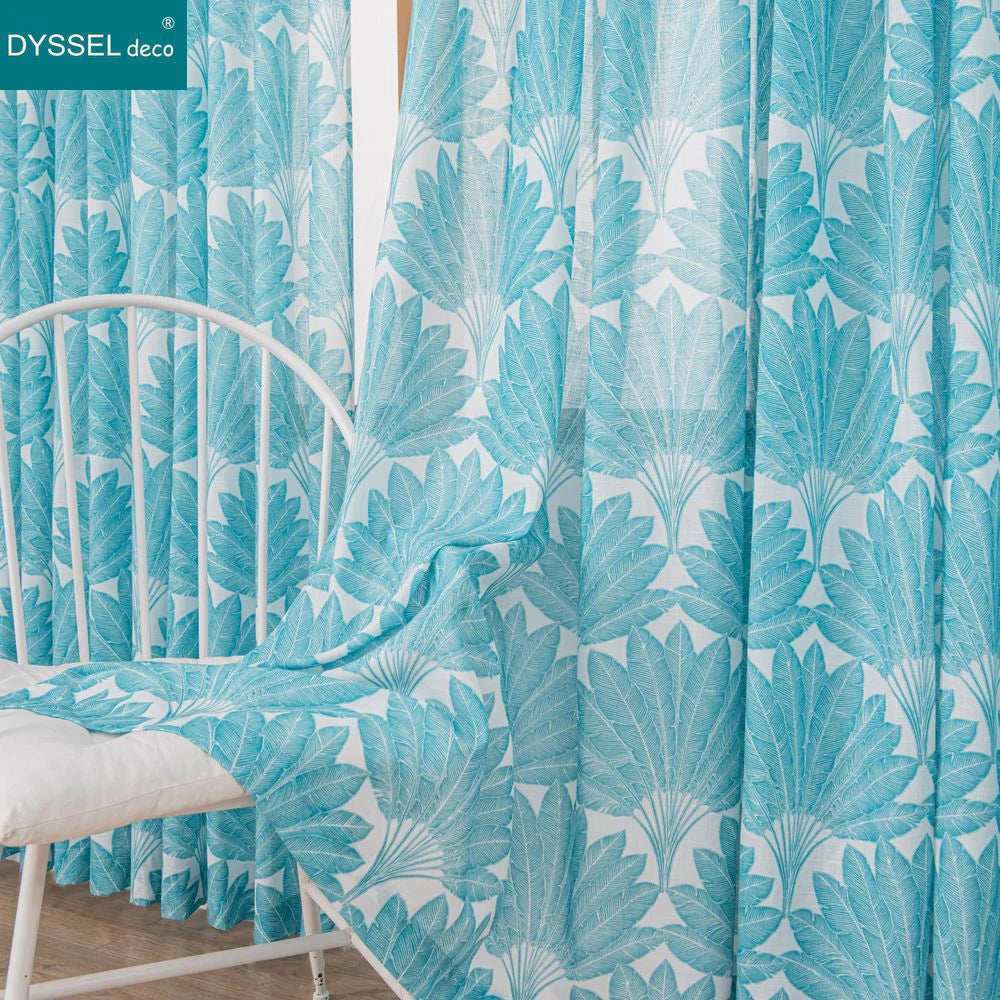Rideau motif feuilles style moderne pour salon chambre - vue 5 sur 8