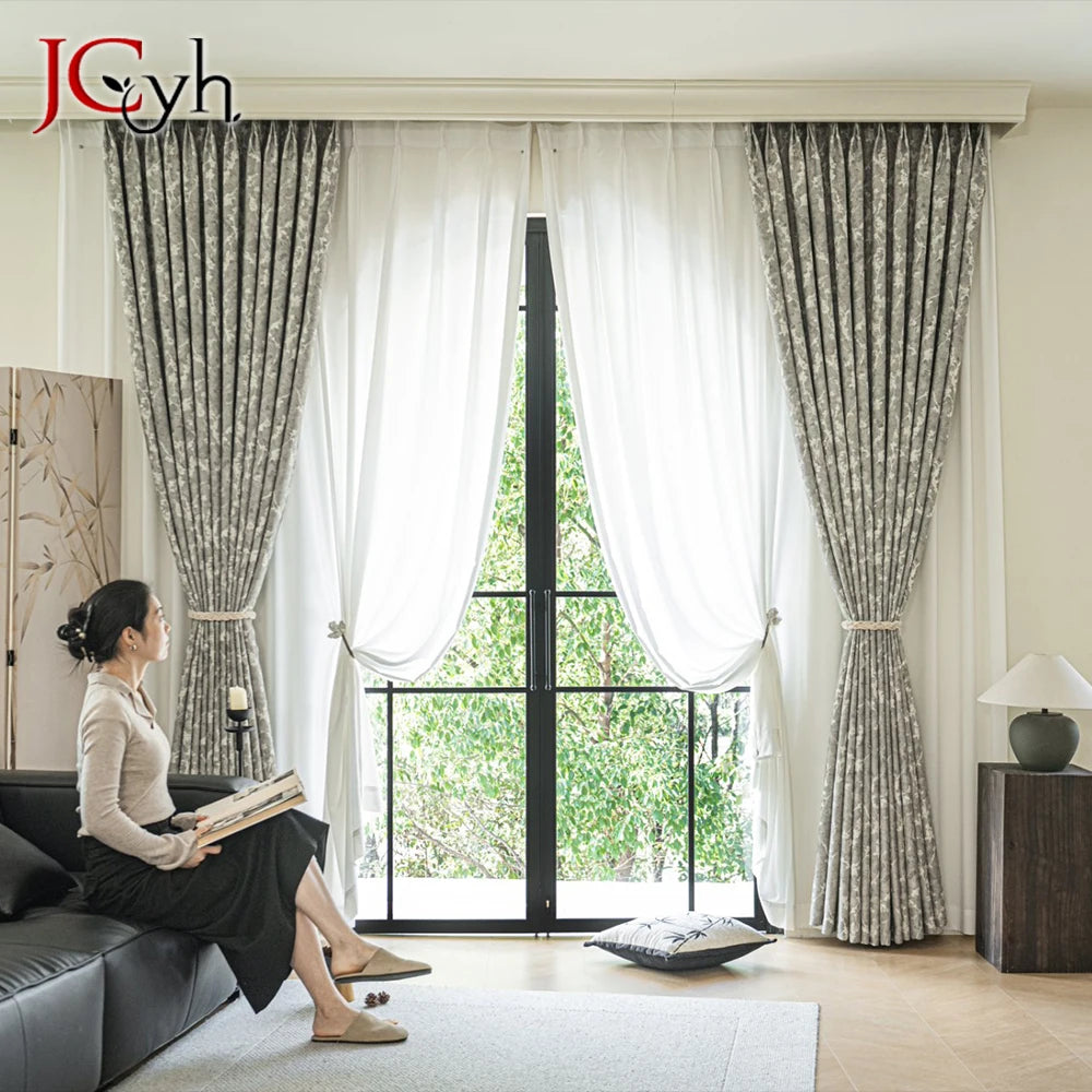 Rideau occultant floral style moderne pour salon chambre - vue 3 sur 9