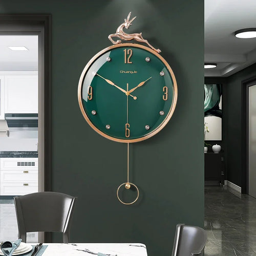 Nordic Auspicious Deer Wall Clock, Brief Design, Living Room Decoration, Kitchen Mute Clocks, Art Wall Watch, Home Decor, New, 1 - vue 5 sur 8