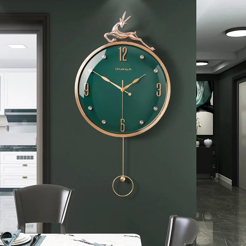 Nordic Auspicious Deer Wall Clock, Brief Design, Living Room Decoration, Kitchen Mute Clocks, Art Wall Watch, Home Decor, New, 1 - vue 4 sur 8