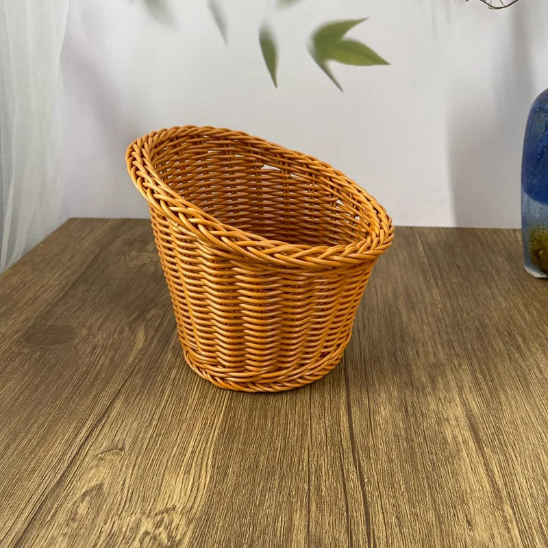 panier en rotin tissé pour fruits et rangement décoratif - vue 4 sur 9