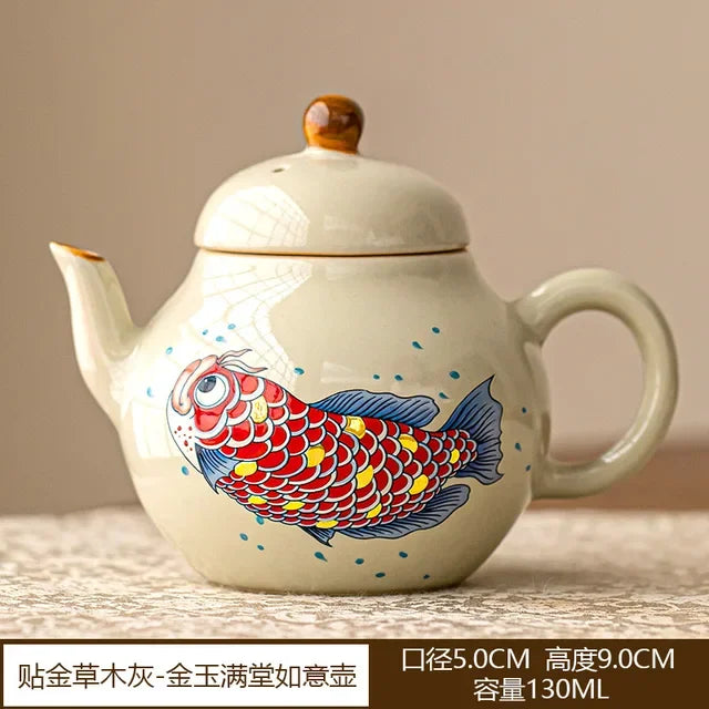 theiere kung fu ceramique motif arowana style retro