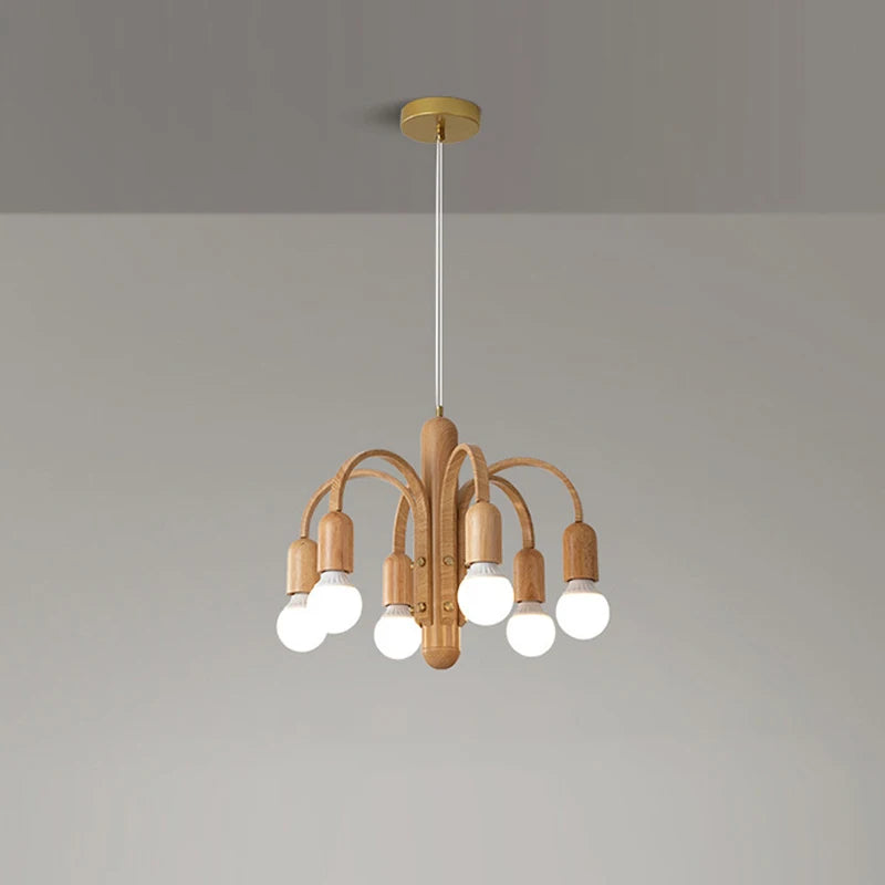 lustre à led vintage nordique imitation bois pour intérieur moderne - vue 5 sur 12