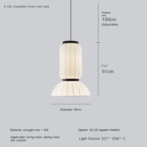 Lustre boule ovale en tissu style soie japonaise design