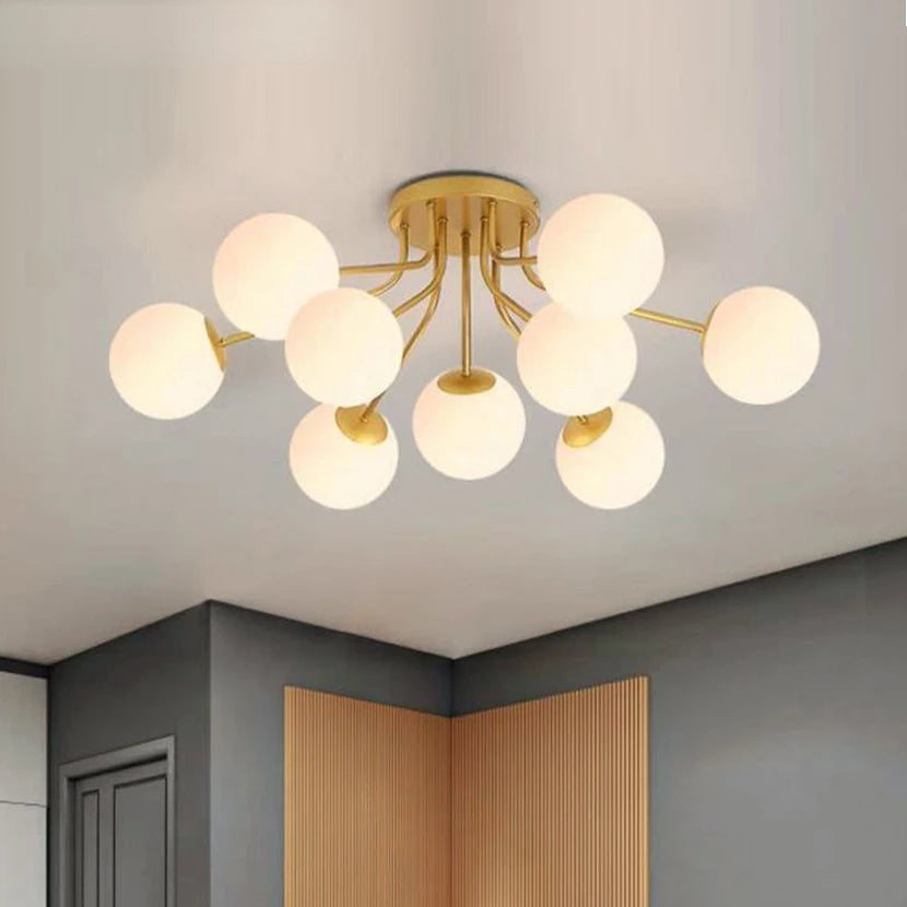 suspension lustre 	 led boule de verre pour sommeil direct - vue 2 sur 11