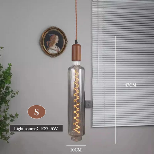 lustre en verre d'art rétro en bois massif créatif pour décoration intérieure - vue 18 sur 25