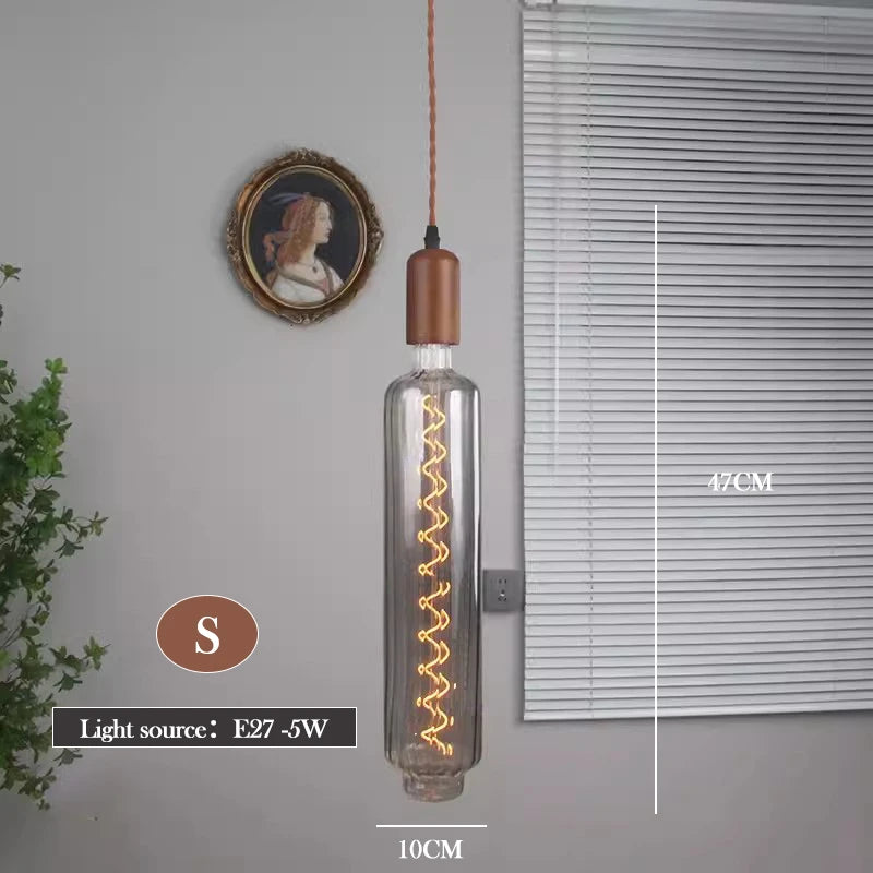 lustre en verre d'art rétro en bois massif créatif pour décoration intérieure - vue 17 sur 25