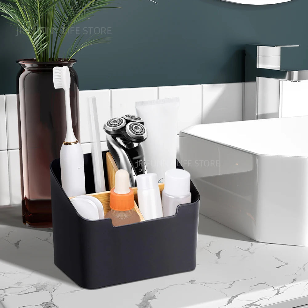 porte-brosse à dents en bambou pour salle de bain et rangement - vue 4 sur 10