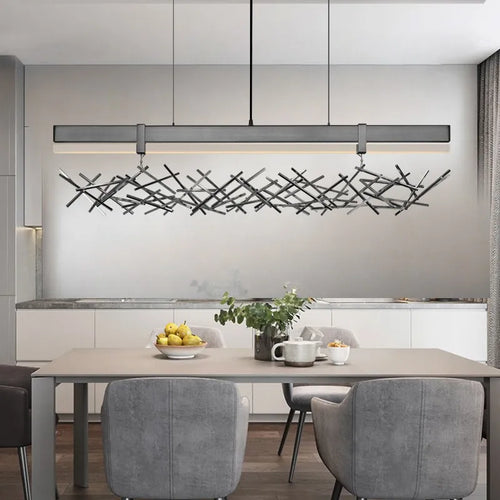 lustre led nordique postmoderne en acier inoxydable et acrylique