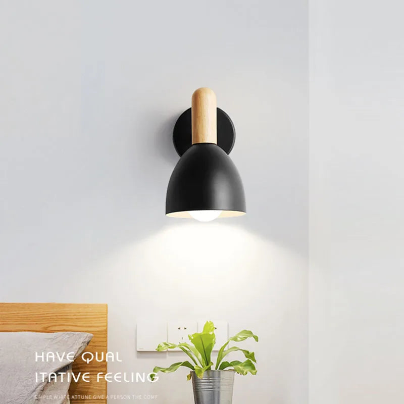 applique murale LED en bois avec abat-jour à Macaron - vue 6 sur 18