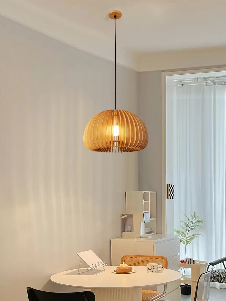 lustre en bois de style japonais rétro pour décoration créative - vue 3 sur 10