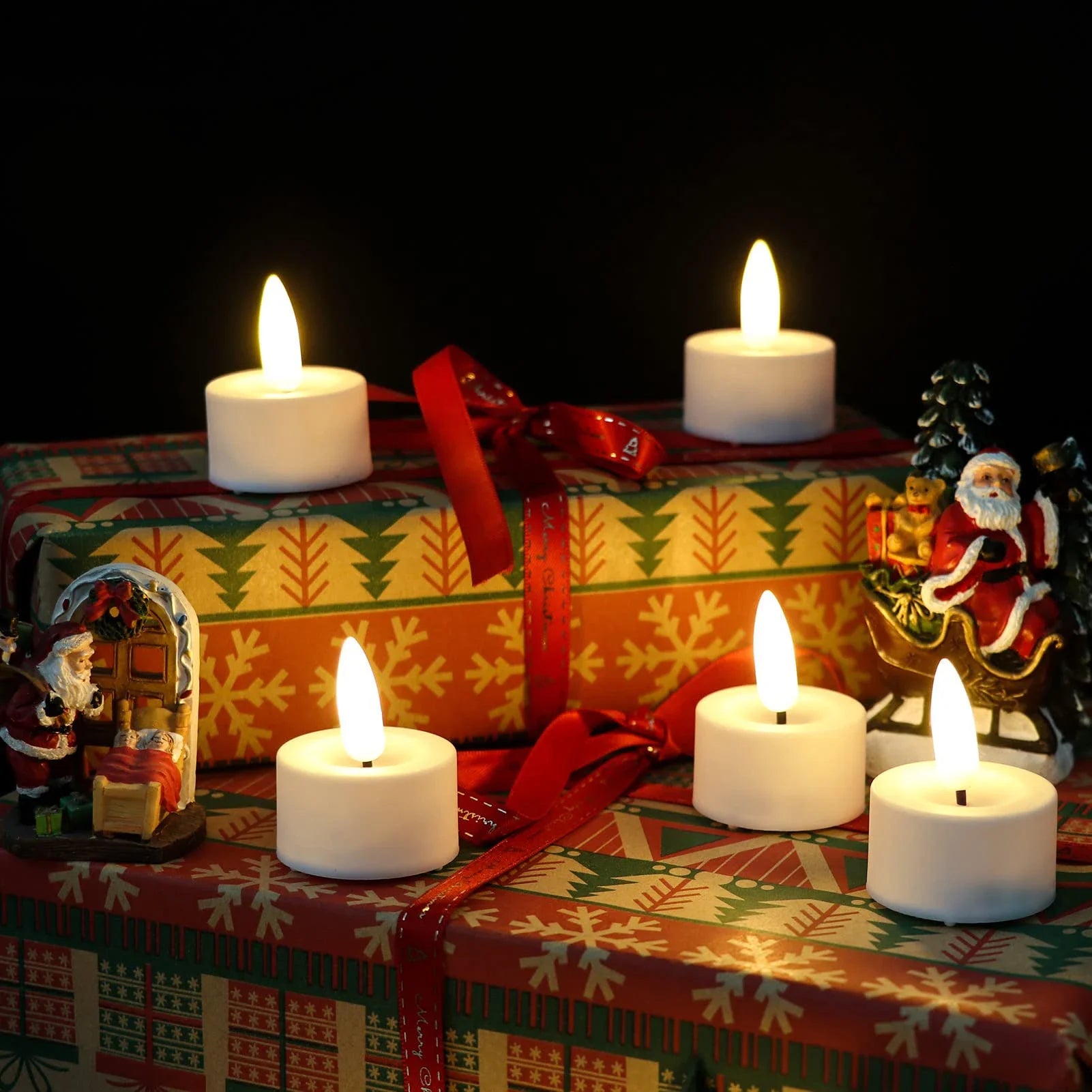 bougies chauffe-plat led sans flamme avec télécommande pour décorations festives - vue 6 sur 8
