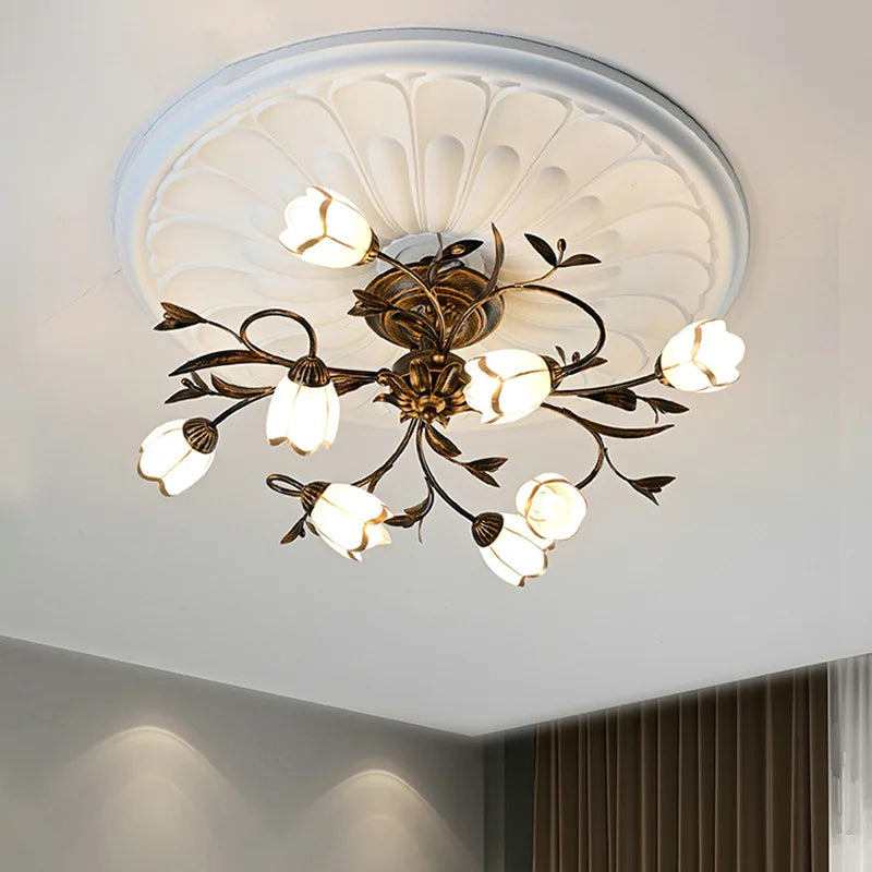 plafonnier moderne style américain rural rétro fleur européen français