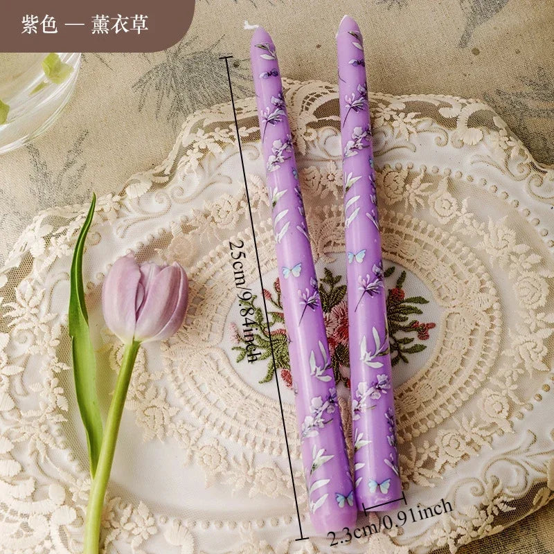 hand printed pole candles for wedding minimalist decoration