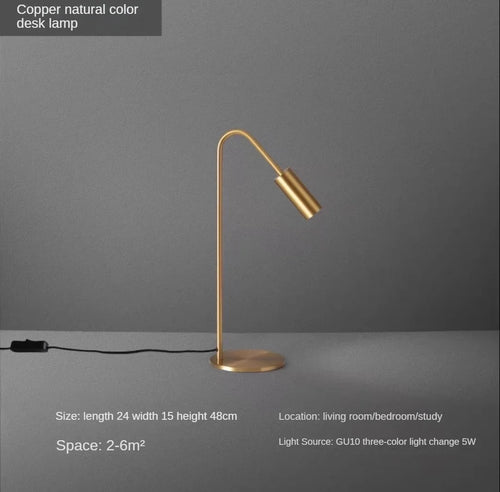 Minimalist copper desk lamp for reading and decoration - vue 12 sur 12