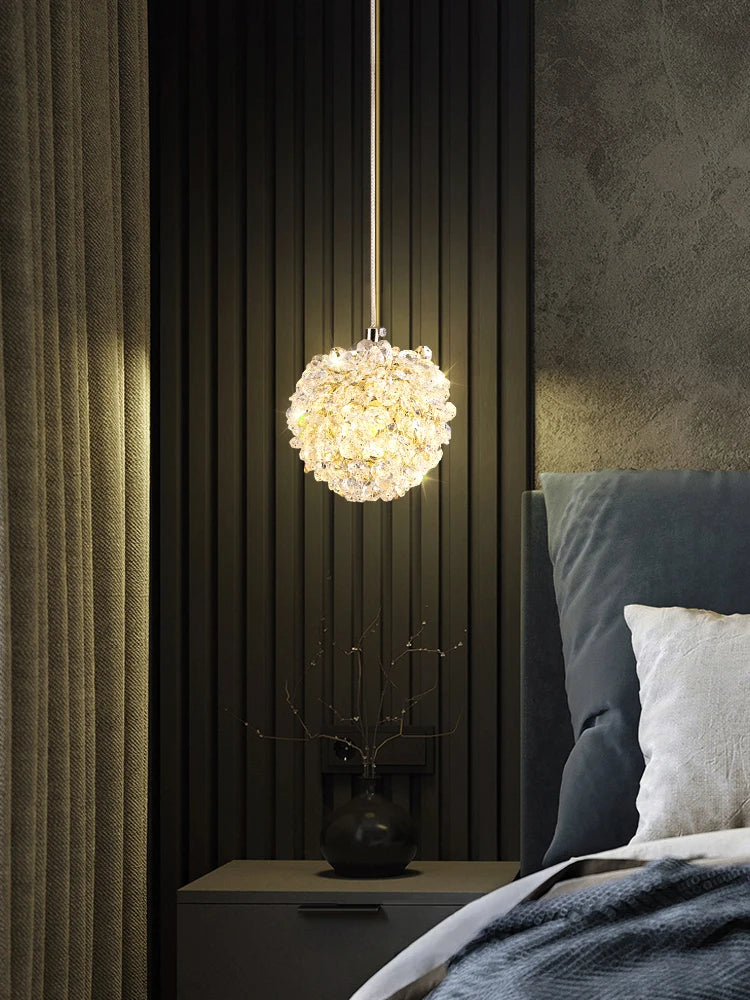 lampe suspendue moderne en cristal avec cordon réglable - vue 6 sur 12