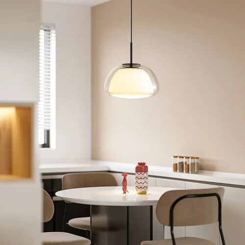 suspension en verre double couche style danois pour intérieur élégant