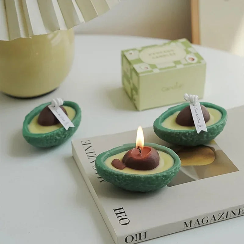 bougie parfumée aromathérapie imitation avocat en cire de soja - vue 3 sur 7