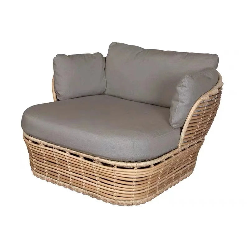 canapé extérieur en teck avec table basse et lit - vue 14 sur 24