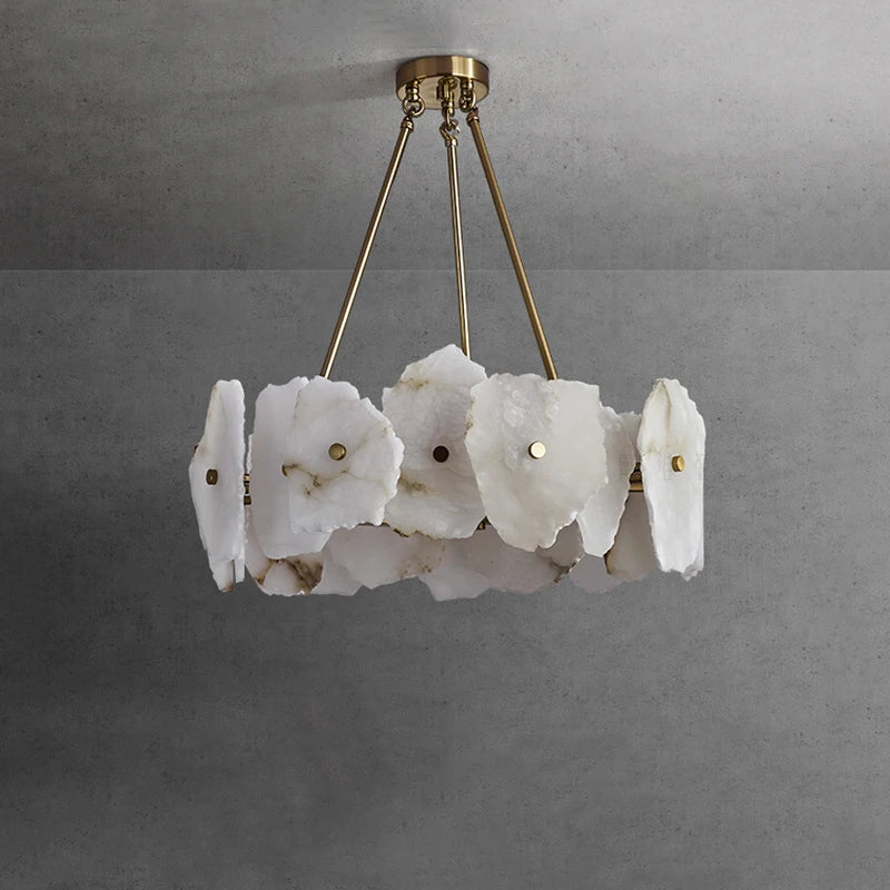 lustre créatif en tranche de marbre avec suspension led - vue 5 sur 6