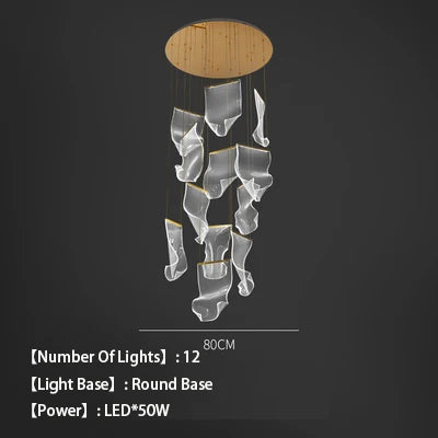 lustre en acrylique à led design pour décoration intérieure moderne - vue 7 sur 14