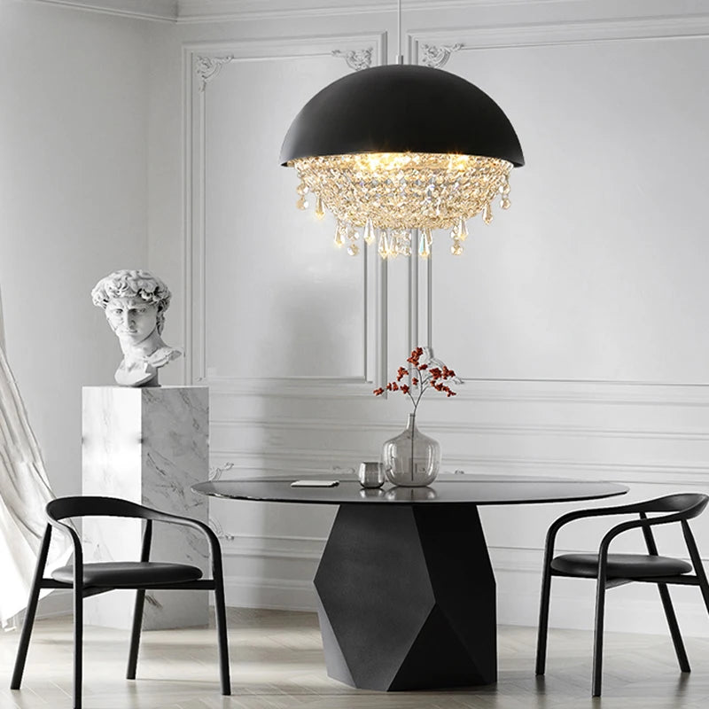 suspension créative en cristal hémisphère noir et blanc - vue 7 sur 18