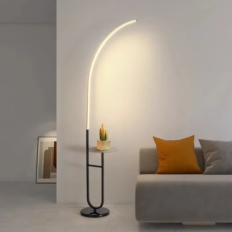 lampadaire à led avec rangement design minimaliste pour lecture et détente - vue 6 sur 8