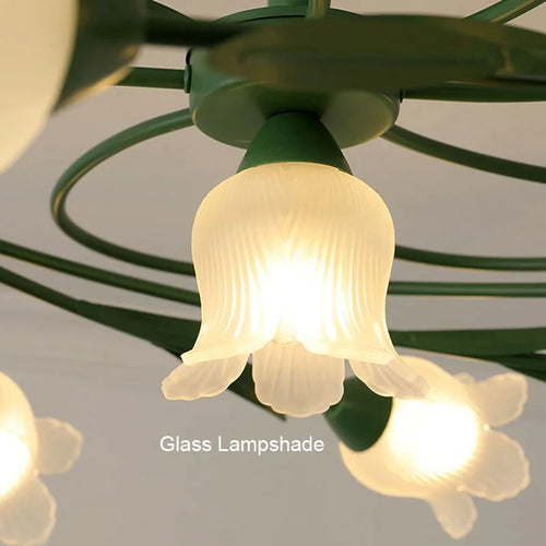 plafonnier vintage français en verre avec led et suspension en fer