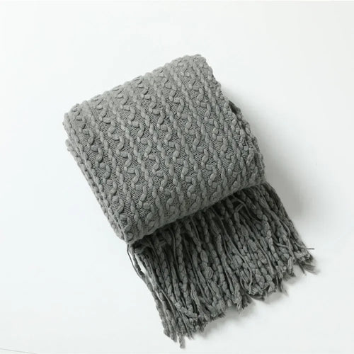 plaid boheme ultra doux a carreaux avec pompons