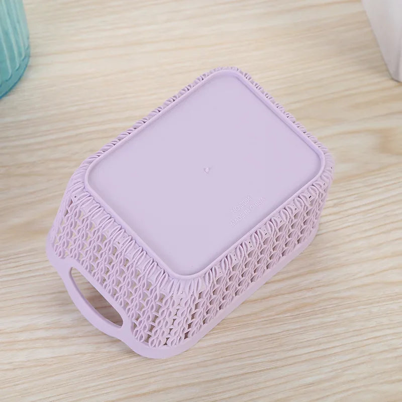 panier de rangement portable en rotin et plastique pour divers articles - vue 5 sur 9