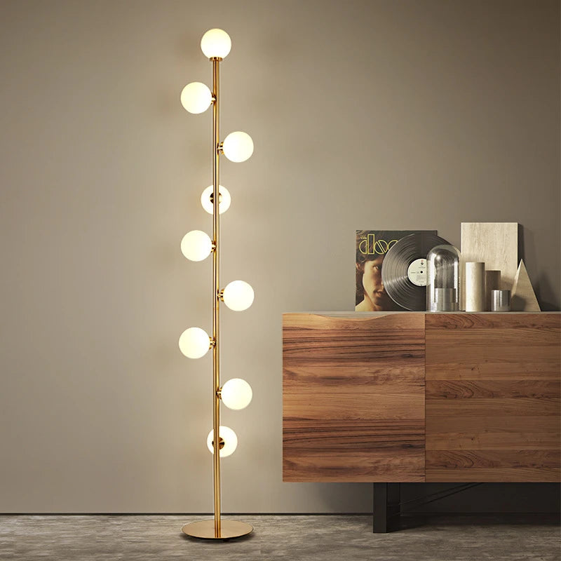 Lampadaire boule de verre blanc à 9 têtes - vue 5 sur 7