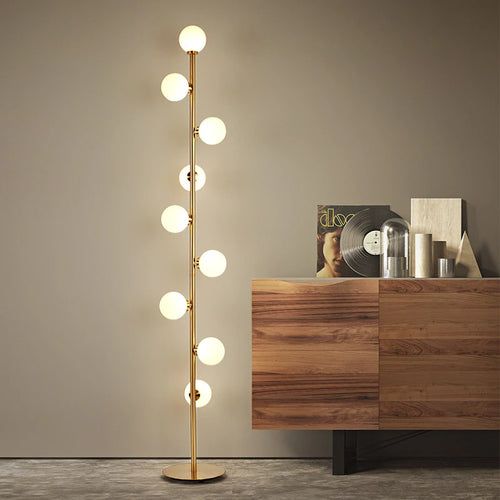 Lampadaire boule de verre blanc à 9 têtes - vue 5 sur 7