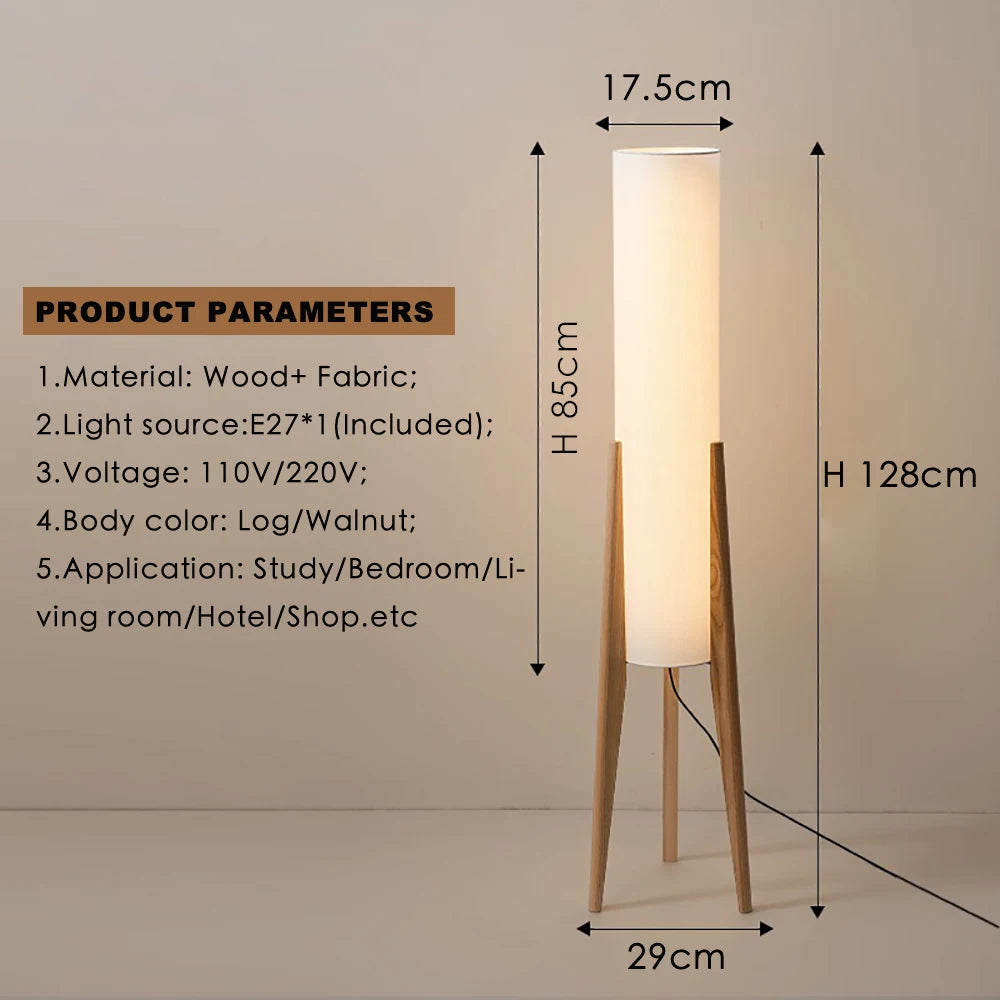 lampadaire japonais rétro bois massif wabi-sabi - vue 6 sur 8
