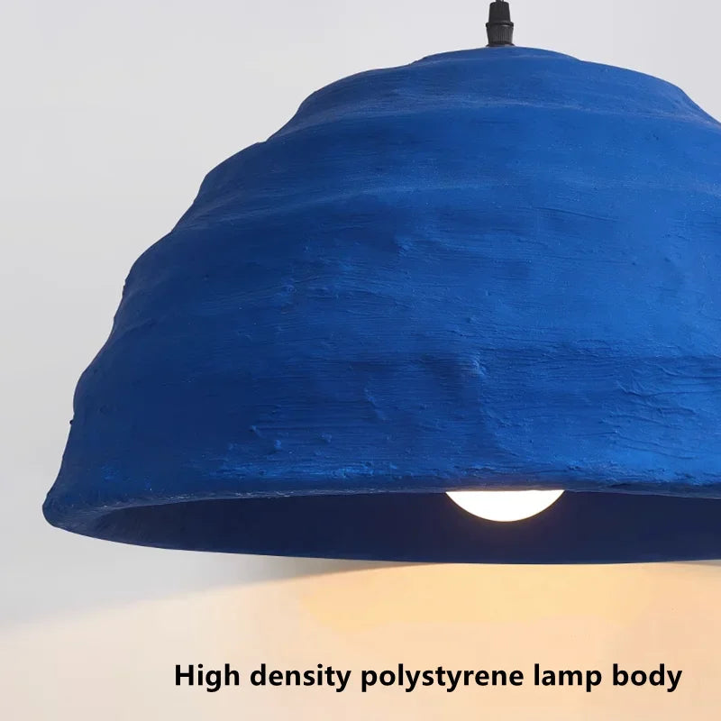 Designer Wabi Sabi Bar Decoration Handmade Pendant Light Nordic Restaurant Chandelier Minimalist Klein Blue Bedroom Bedside Lamp - vue 7 sur 8