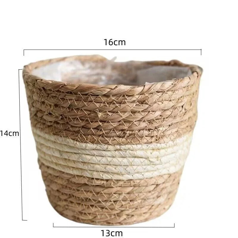 panier décoratif en herbe tressée pour fleurs et rangement - vue 12 sur 13