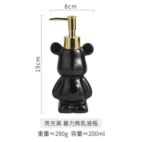 Bear Shape Ceramics Soap and Gel Dispenser, Creative Gold Silver, 200ml Empty Shampoo Bottle, Bathroom Storage Accessories - vue 8 sur 10