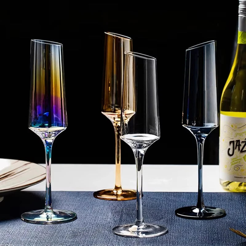 Verres à champagne biseautés style nordique changeant - vue 3 sur 7