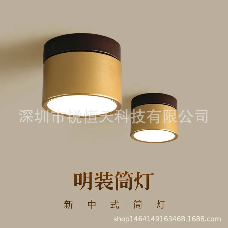 Downlight ouvert monté couleur noyer sans poinçon salon intégré projecteur Led rond couloir lumière