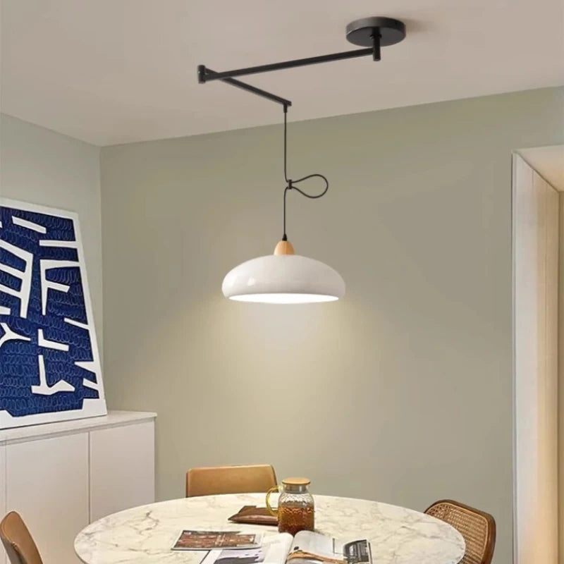 Lustres à bascule de Table à manger modernes LED peuvent être déplacés lampes à long poteau nordique Simple télescopique pliant lustre à bras Long