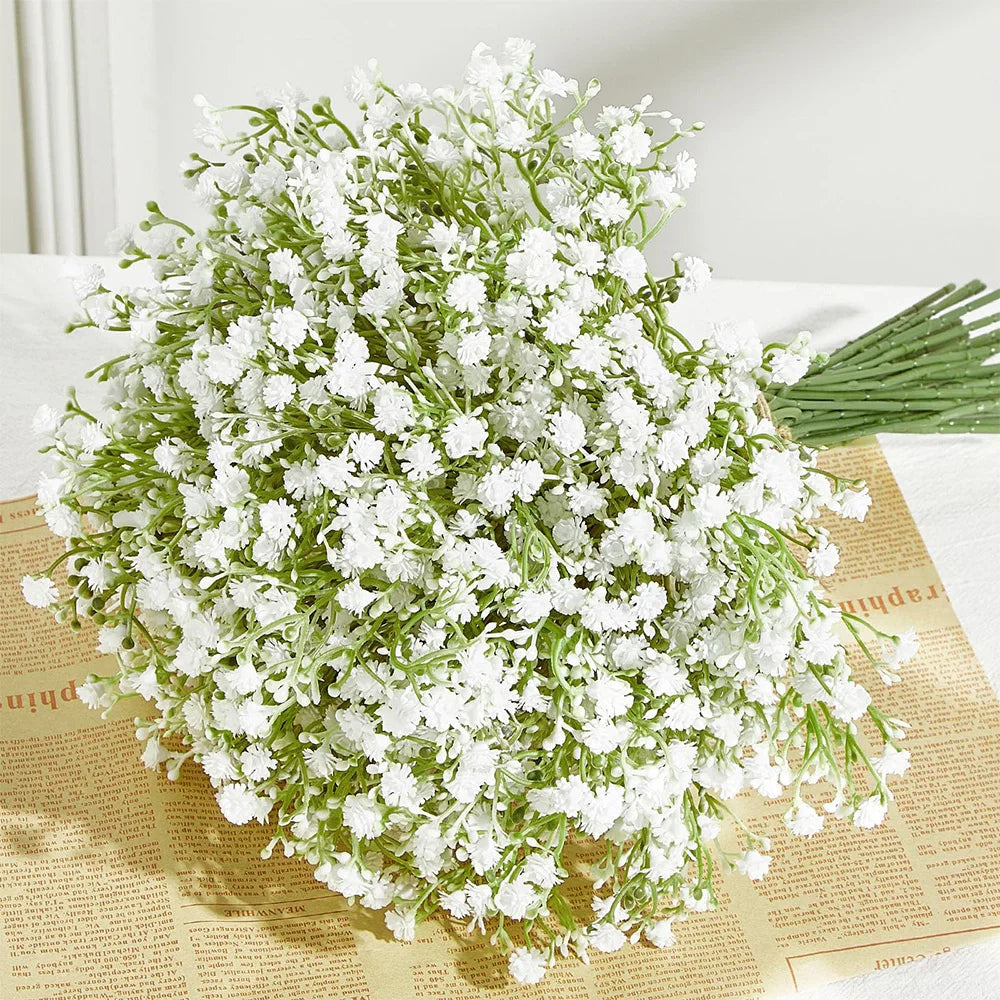 lot de 10 ou 15 fleurs artificielles gypsophile pour décoration mariage - vue 3 sur 9