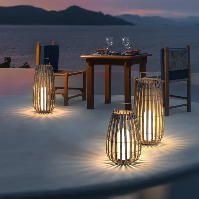 Outdoor Home Garden Solar lights, Rattan IP65 Waterproof Street Lamp Villa Courtyard Landscape Lawn Light For Garden Patio Fence - vue 5 sur 13