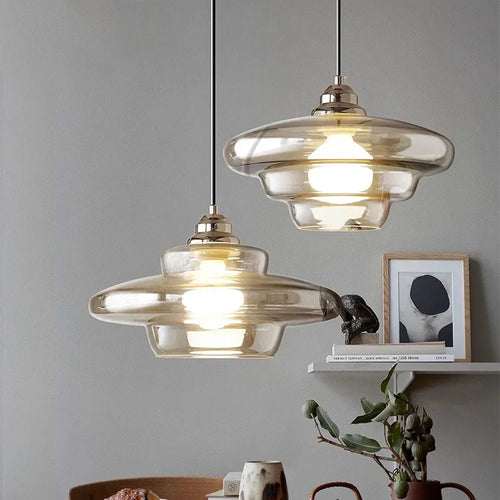 suspension rétro en verre plaqué pour décoration moderne - vue 2 sur 9